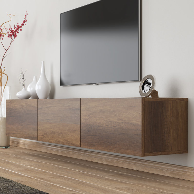 Walnut floating tv deals unit